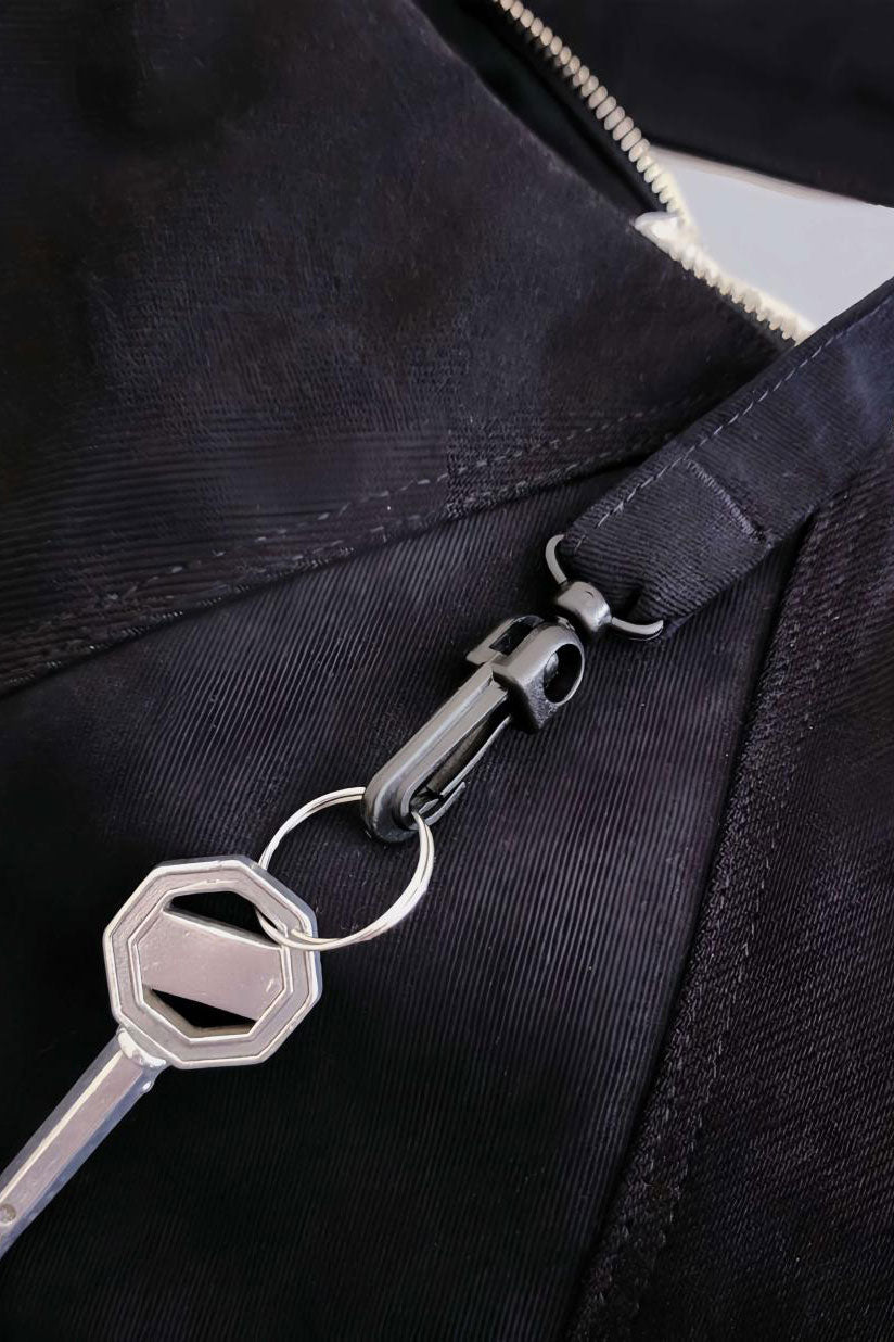 LARGE STUDDED DENIM HOBO BAG 黑色牛仔布鉚釘流浪漂流人包,鑰匙扣環 - HNLAB