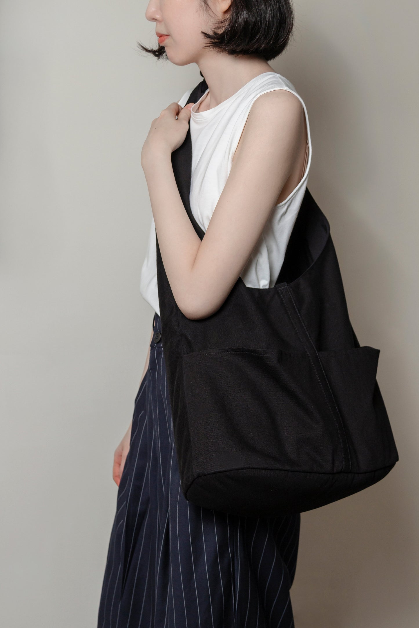 黑色牛仔布打結旅行漂流人包款 BLACK DENIM HOBO BAG - HN LAB