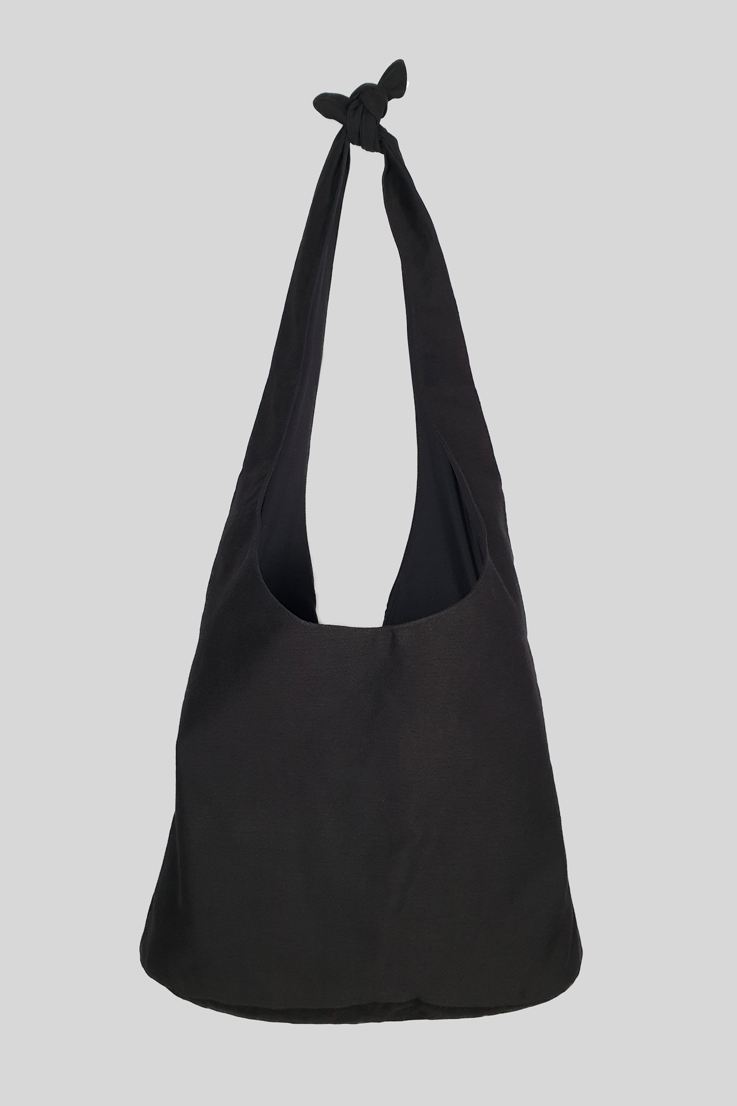黑色牛仔布打結旅行漂流人包BLACK DENIM HOBO BAG 背帶加長，商品圖背面 - HNLAB