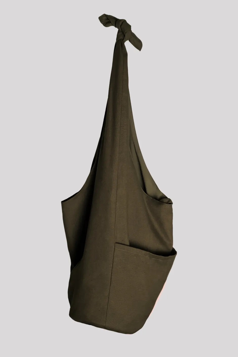 軍綠色打結旅行漂流人包ARMY GREEN HOBO BAG  商品圖側面- HNLAB