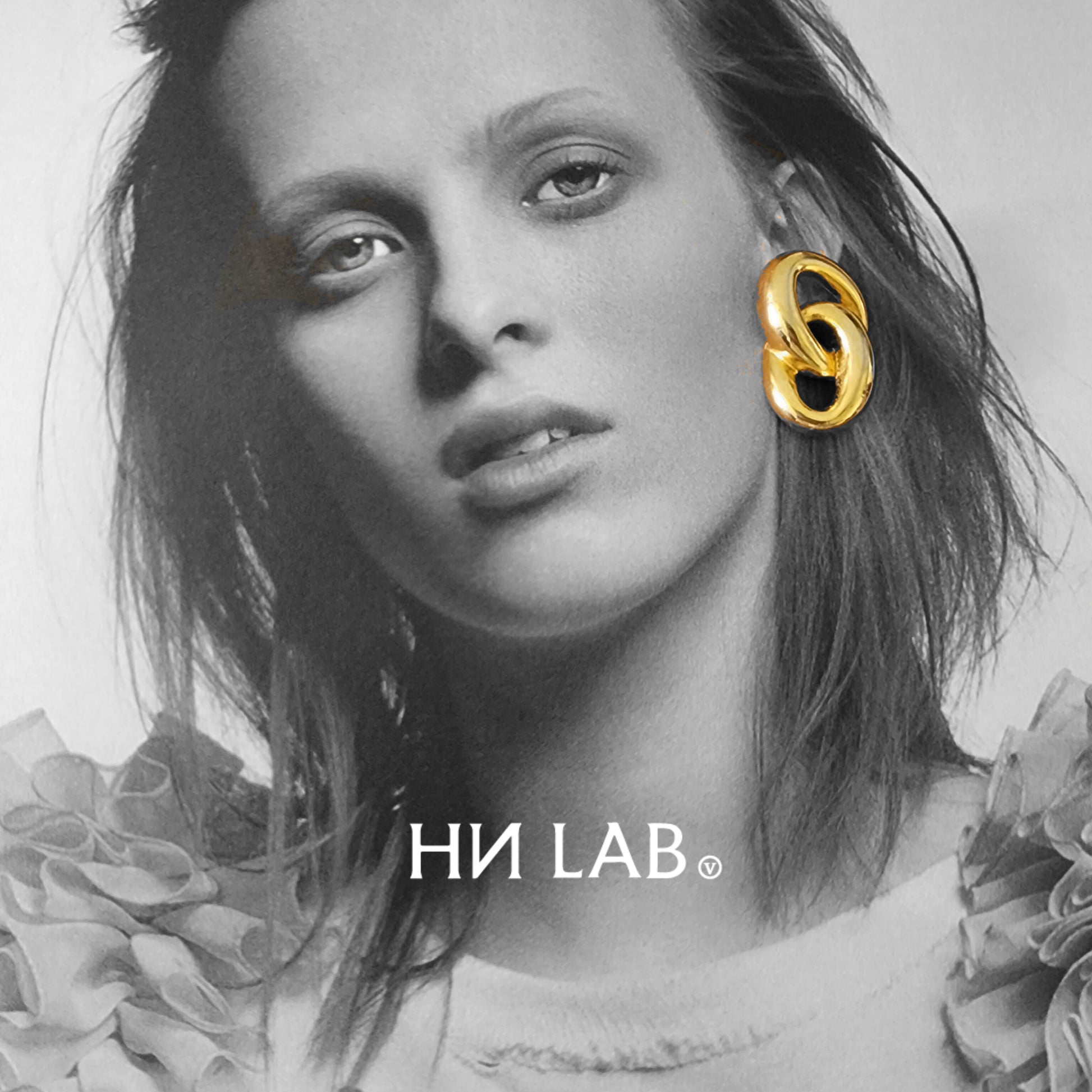 HNLAb 霸氣規則雙環圈耳環