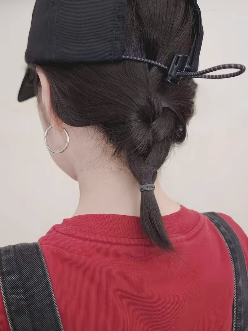 隱藏限量版 Pull String Baseball Cap 黑灰網格拉繩調節棒球帽， 背面 - HNLAB