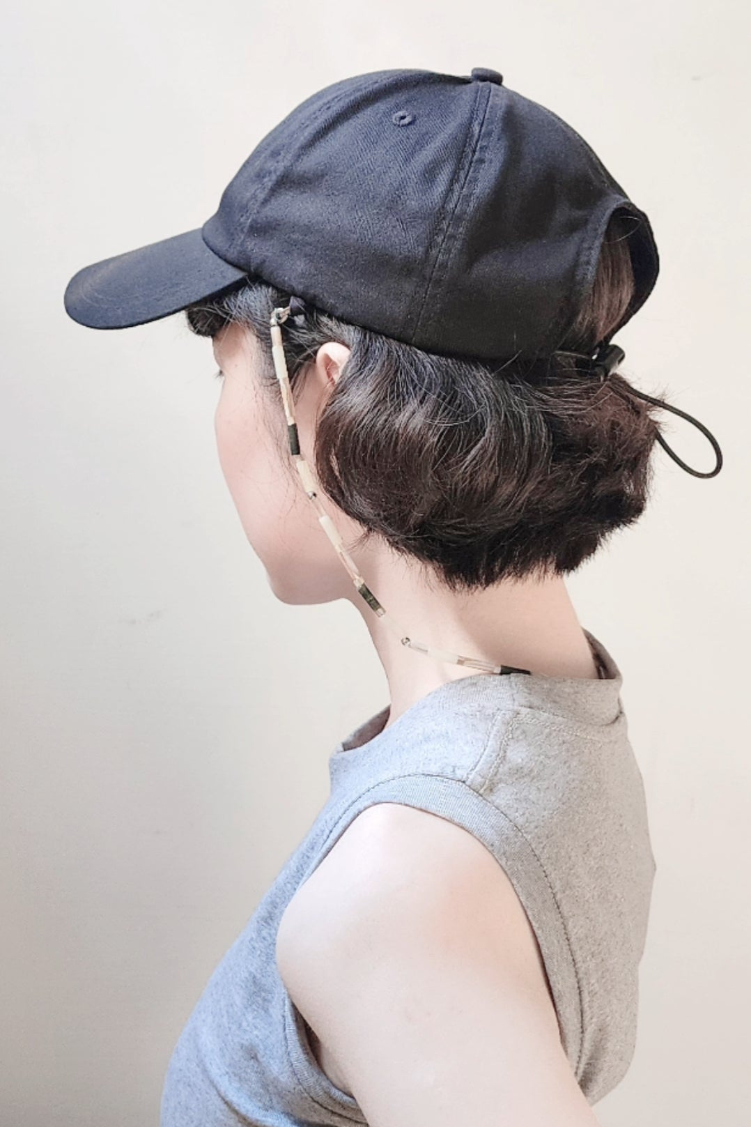 BEADED CAP CORD BASEBALL CAP串珠帽繩黑單寧棒球帽(預購）