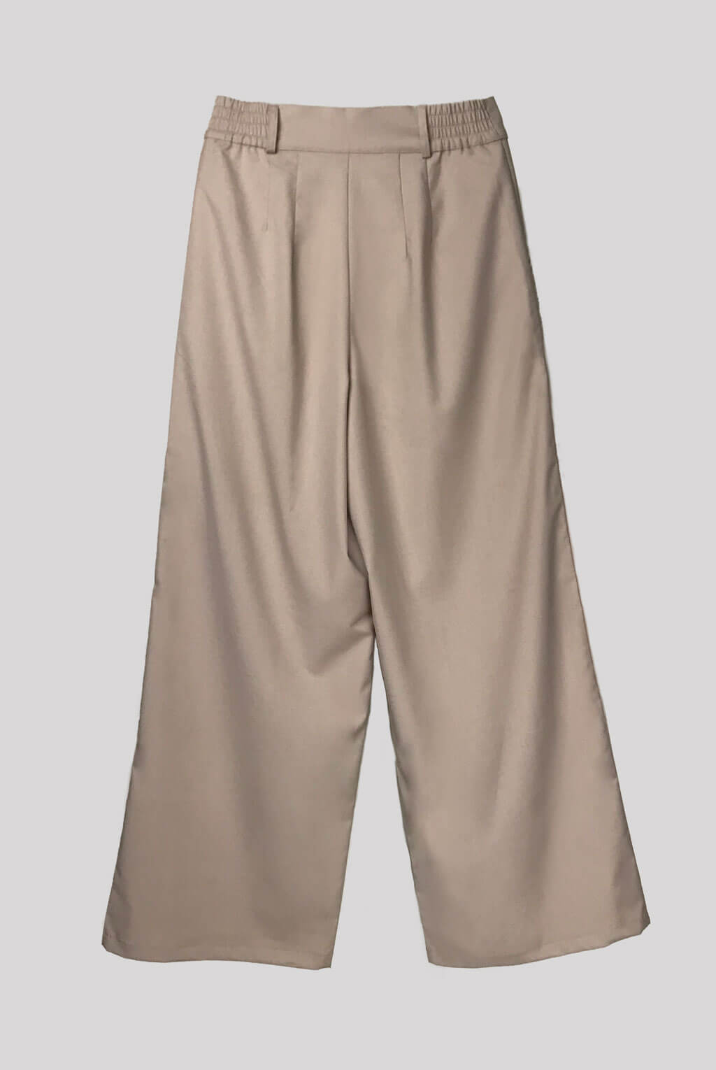 卡及高腰寬版3D立體剪裁抓摺長褲 BEIGE WIDE LEG PANTS HN LAB