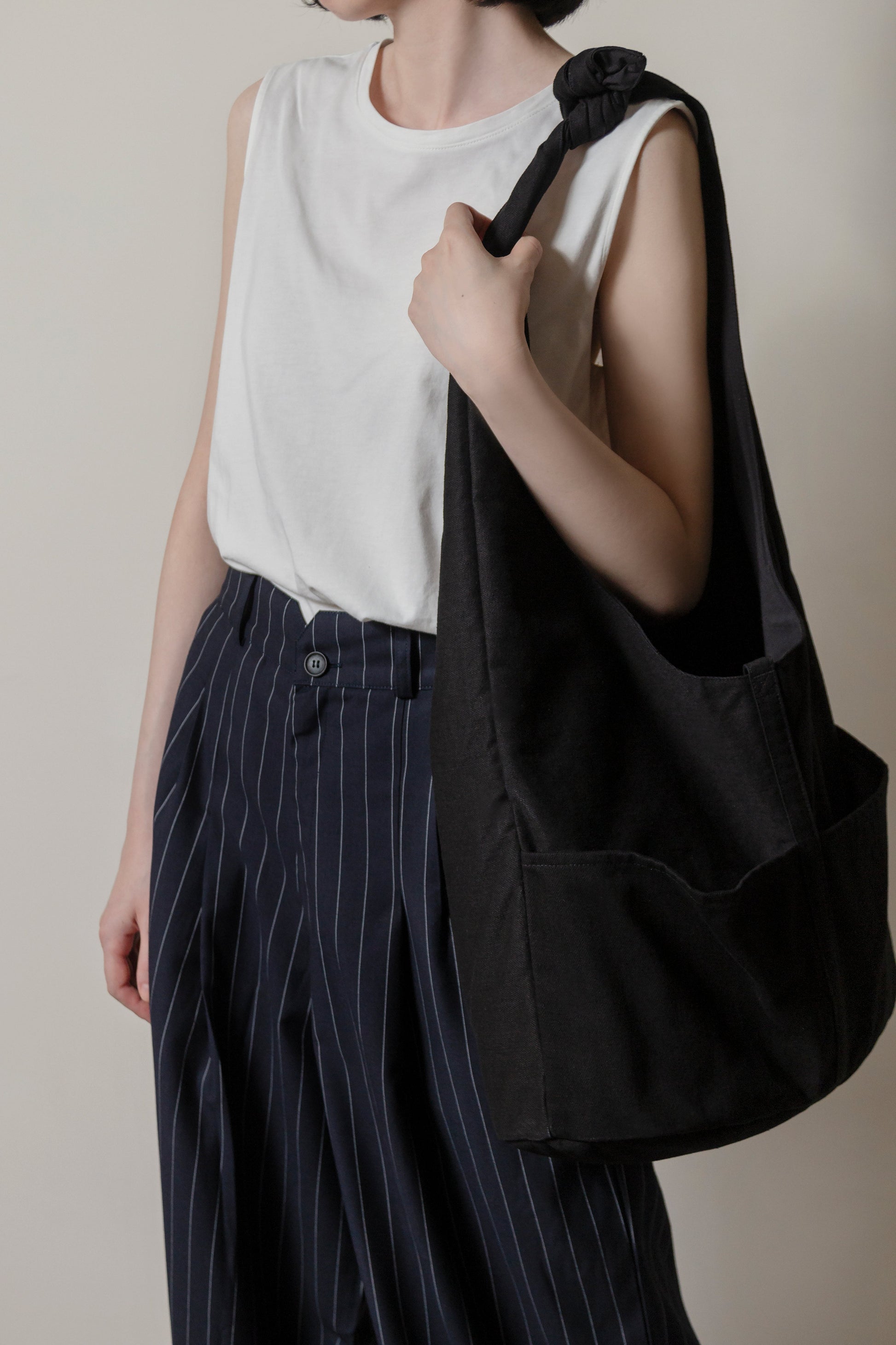 黑色牛仔布打結旅行漂流人包款 BLACK DENIM HOBO BAG HN LAB