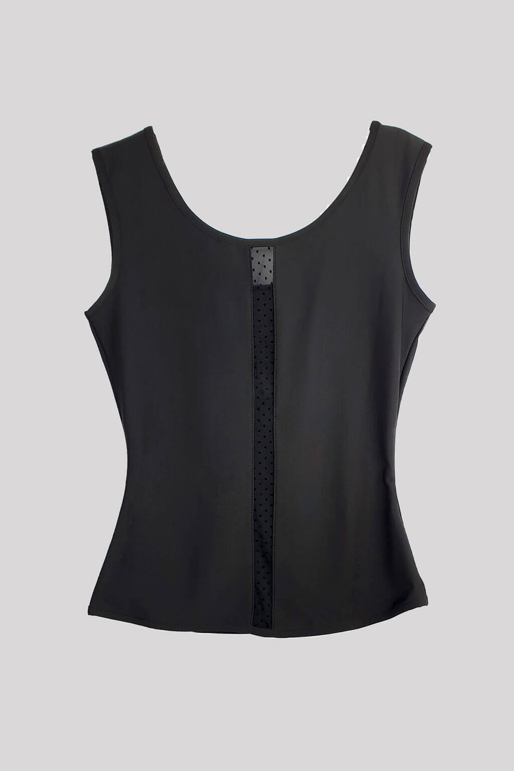 法式點點網布拼接前中簍空上衣 BLACK SHEER FRONT VEST TOP HN LAB