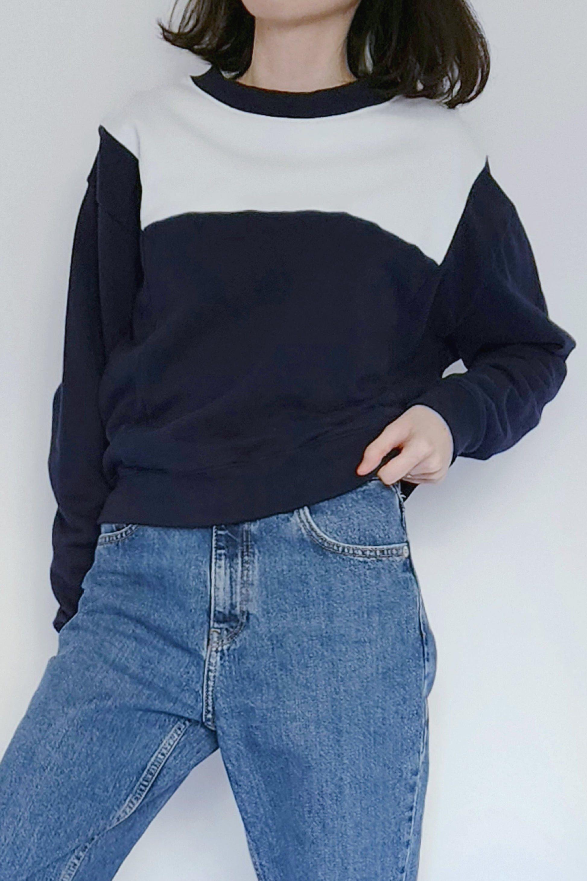 T系列-藍白拼接撞色水手服衛衣Sailor Sweatshirt - HN LAB
